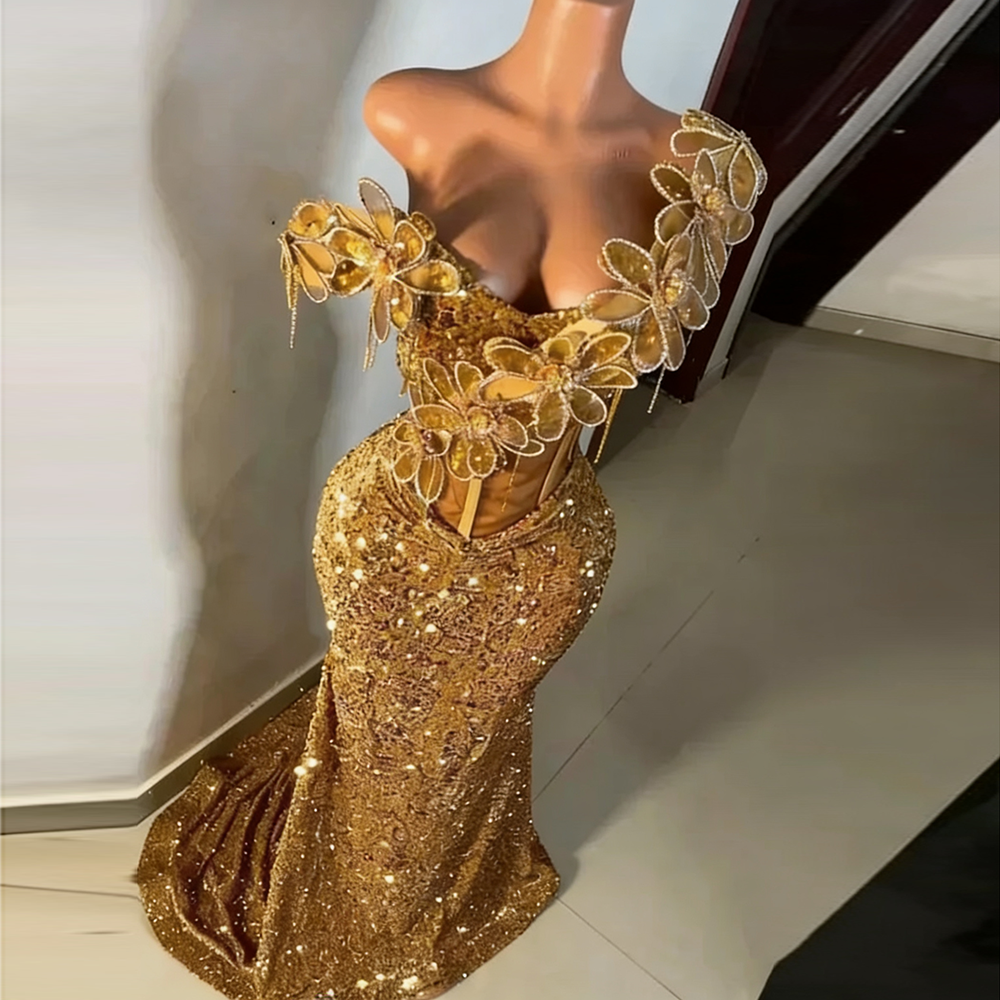 Red African Prom Dresses 2026 Black Girls Off Shoulder Crystals Appliques Sequins Formal Evening Party Gowns Vestidos De Graduacion