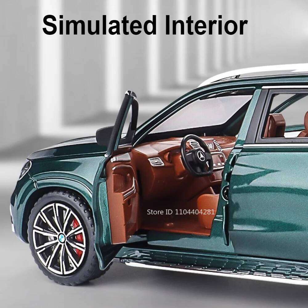 1:24 GLS63 GLE350 Model Alloy Diecast Toys Car 6 Doors Opened Sound Light Pull Back Miniature Vehices for Boys Birthday Presents Z260306