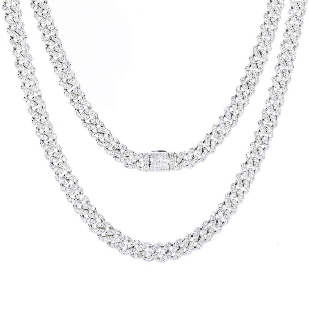 8mm Single Row Zircon Cuban Chain European American Cross-Border Hot Selling Hip-Hop Necklace Jewelry Wholesale for Men and Women