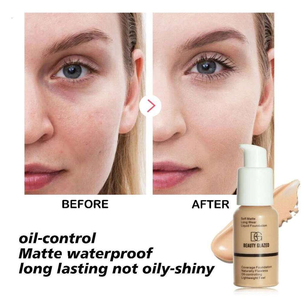 BEAUTY GLAZED Liquid Foundation,Silky Texture Full Coverage,Lightweight Oil Control Long Wearing Natural Flawless Foundation 26L0306