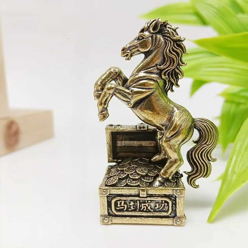 Chinese Brass Horse Figurine Feng Shui Wealth Decor for Office Desk Tea Pet GiftT260307