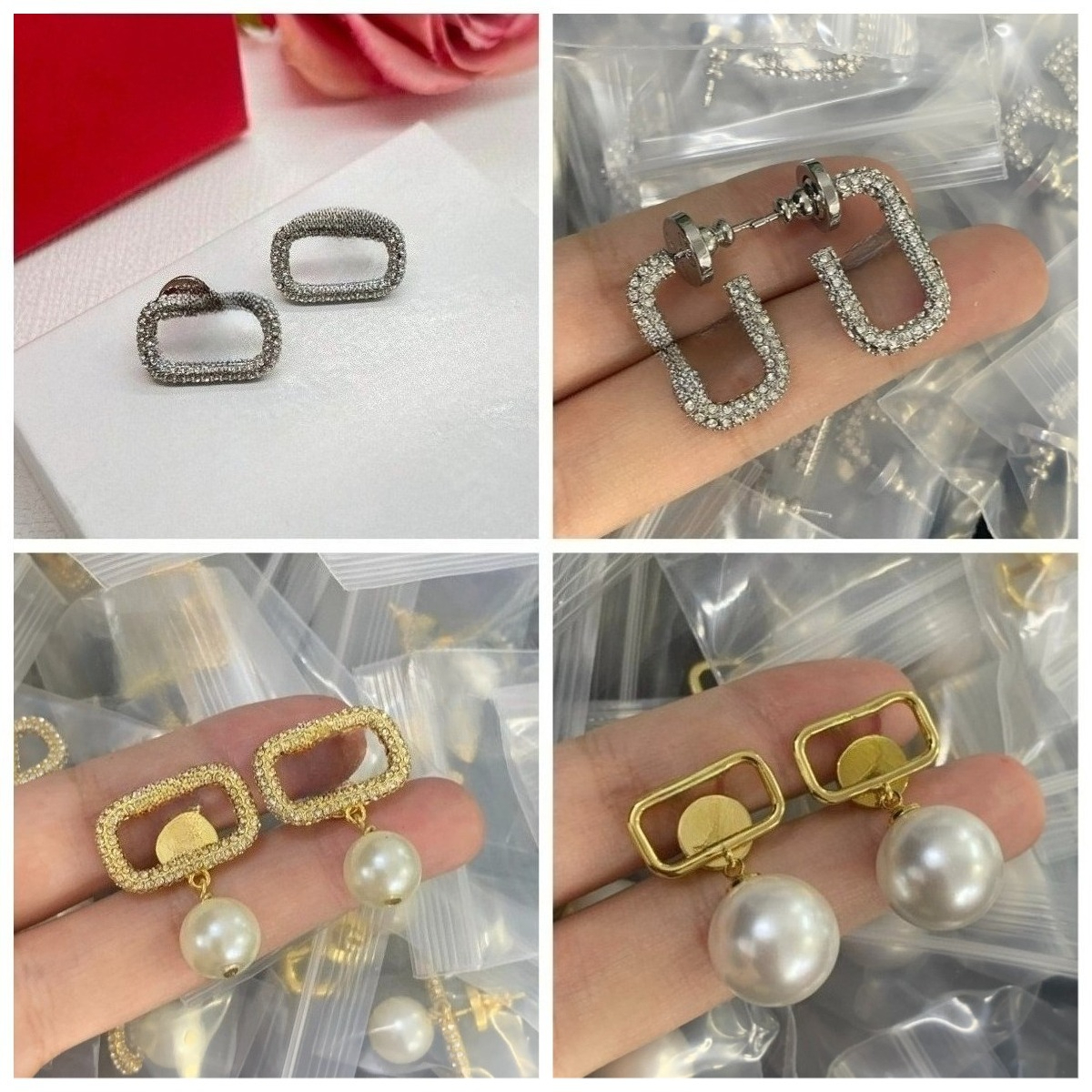 Designer Brand Earring Luxury Women Crystal Earring 18k Gold Plated Stud Party Jewelry Letter Diamond Earrings Brand Wedding Party