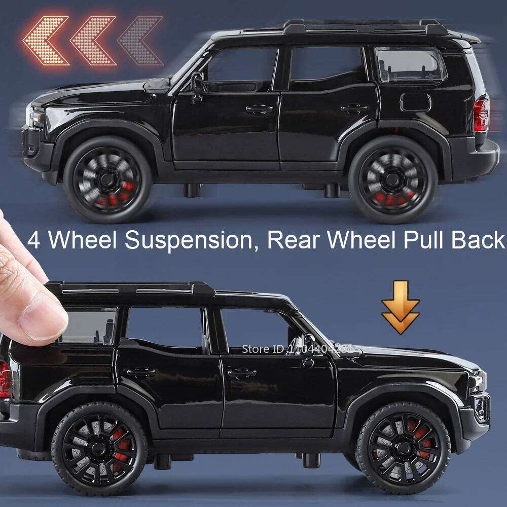 1:32 LAND CRUISER Prado Crown Alloy Miniature Model Toys Diecast Car Doors Opened Sound Light Pull Back Cars Children's Day Gift Z260306