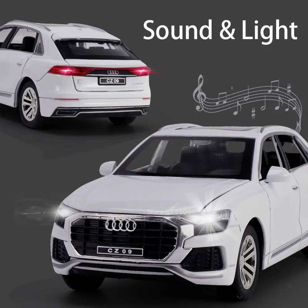 1:32 Q8 RS7 Car Metal Model Diecast Alloy Toy 6 Doors Opened with Sound Light Pull Back Vehices Collectable Miniature Home Decor Z260306