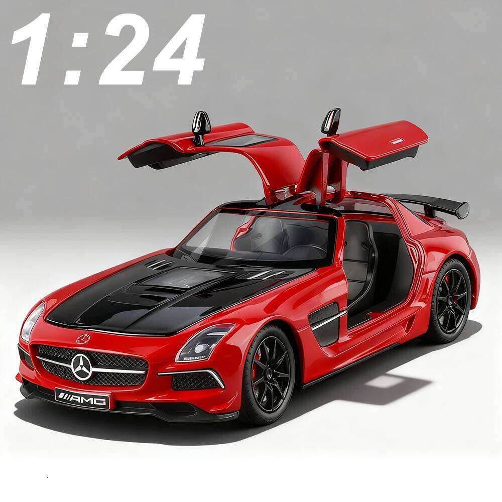 1:24 SLS SLE Alloy Car Miniature Toys Diecast Model Doors Opened Sound Light Rear Wheel Pull Back Vehice Kid Exquisite Ornaments Z260307