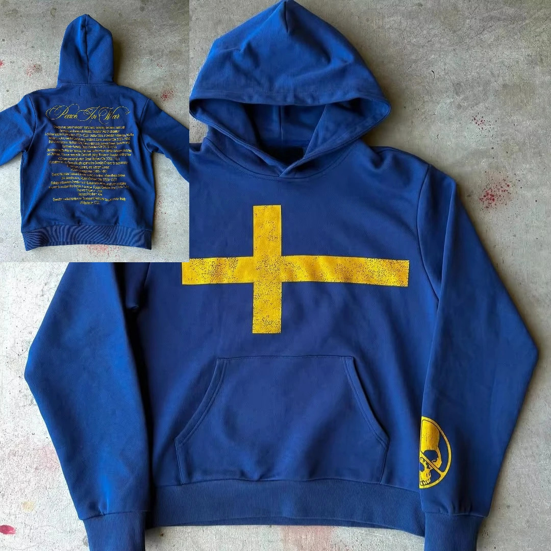 Oversized Clothes 2000s Fashion Harajuku Hoodie Print Casual Gothic Klein Blue Streetwear Unisex Trendy Hip Hop Sweatshirt 260228