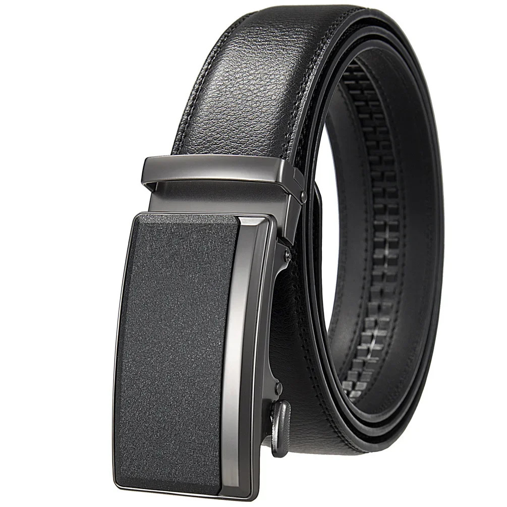 Male Cowskin Leather Belt - Automatic Buckle er Style 35cm Black/Brown Plus Size 130-170cm 260302