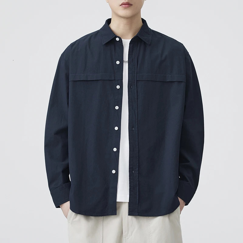 Cityboy Pure Cotton Long Sleeve Shirt Men Loose Casual Streetwear Fashion Cargo Shirts Coat Man Blouses 260304
