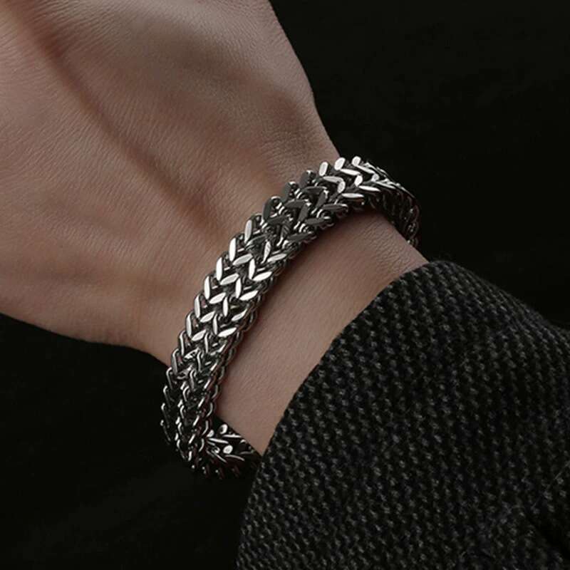 High-quality, popular European and American Cuban double-layer reversible chain bracelet, hip-hop style men's trendy accessory