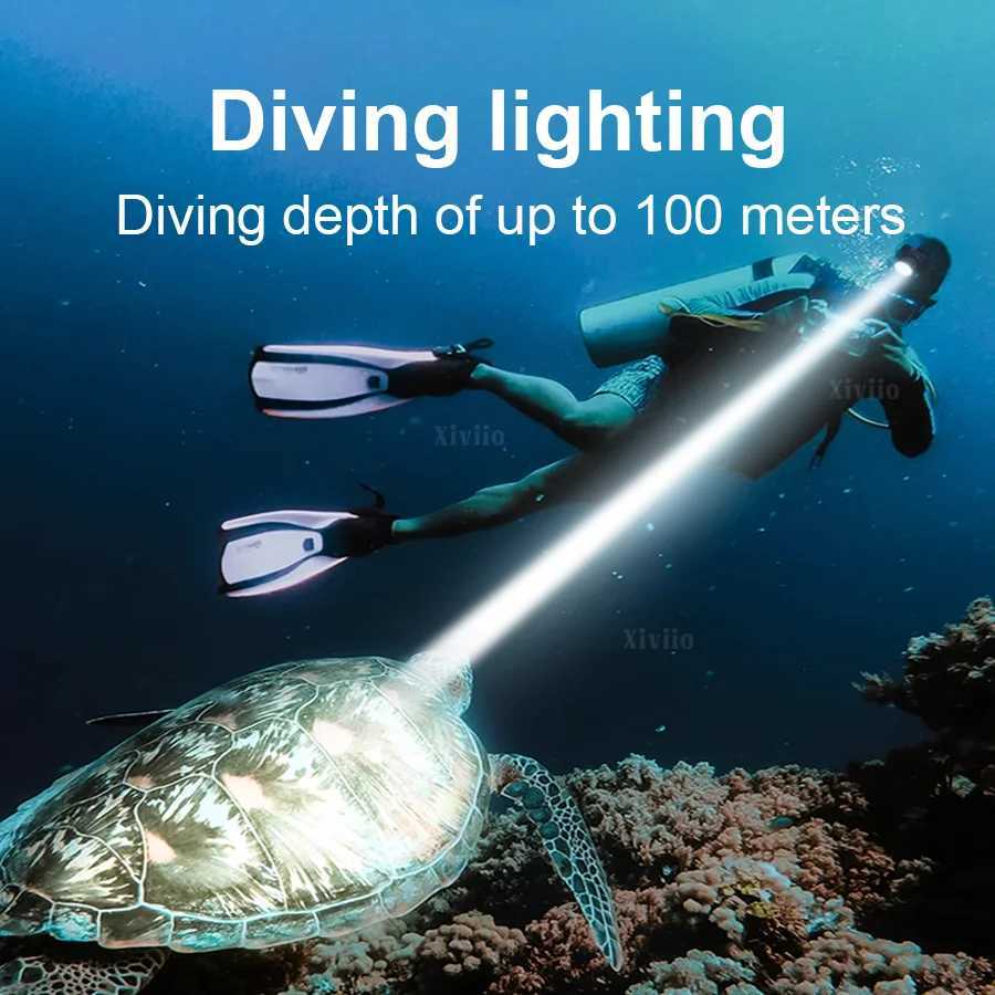 Professional LED Scuba Diving Headlamp XHP70 IPX8 Rate Waterproof Headlight Underwater Dive Head Torch Super battery life H260307