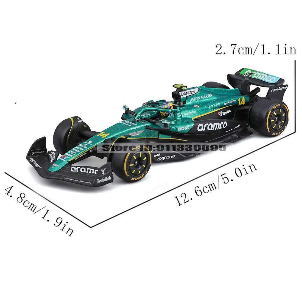 Bburago 1:43 F1 2025 Aston Martin AMR25 14# Fernando Alonso 18# Lance Stroll Alloy Car Die Cast Model Toy with an acrylic box Z260307