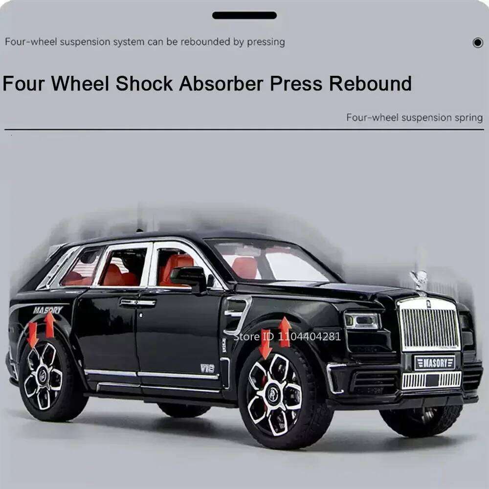 1:24 Rolls-Royce Cullinan Spectre Alloy Car Model Diecast Toy Doors Opened Sound Light Pull Back Miniature Vehices for Kid Gifts Z260306