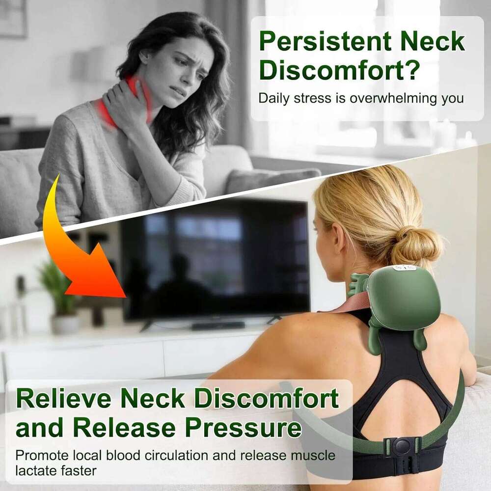Wireless Neck And Back Massager with Heat 4D Shiatsu Deep Tissue for Shoulder Cervical Trapezius Kneading Massage 26Y0307