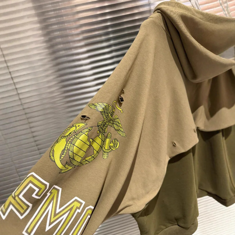 2026 Fashion Korean High Street Green Project G/R Hoodies Jackets For Men Women Distressed Washed Zipper Hooded 260228