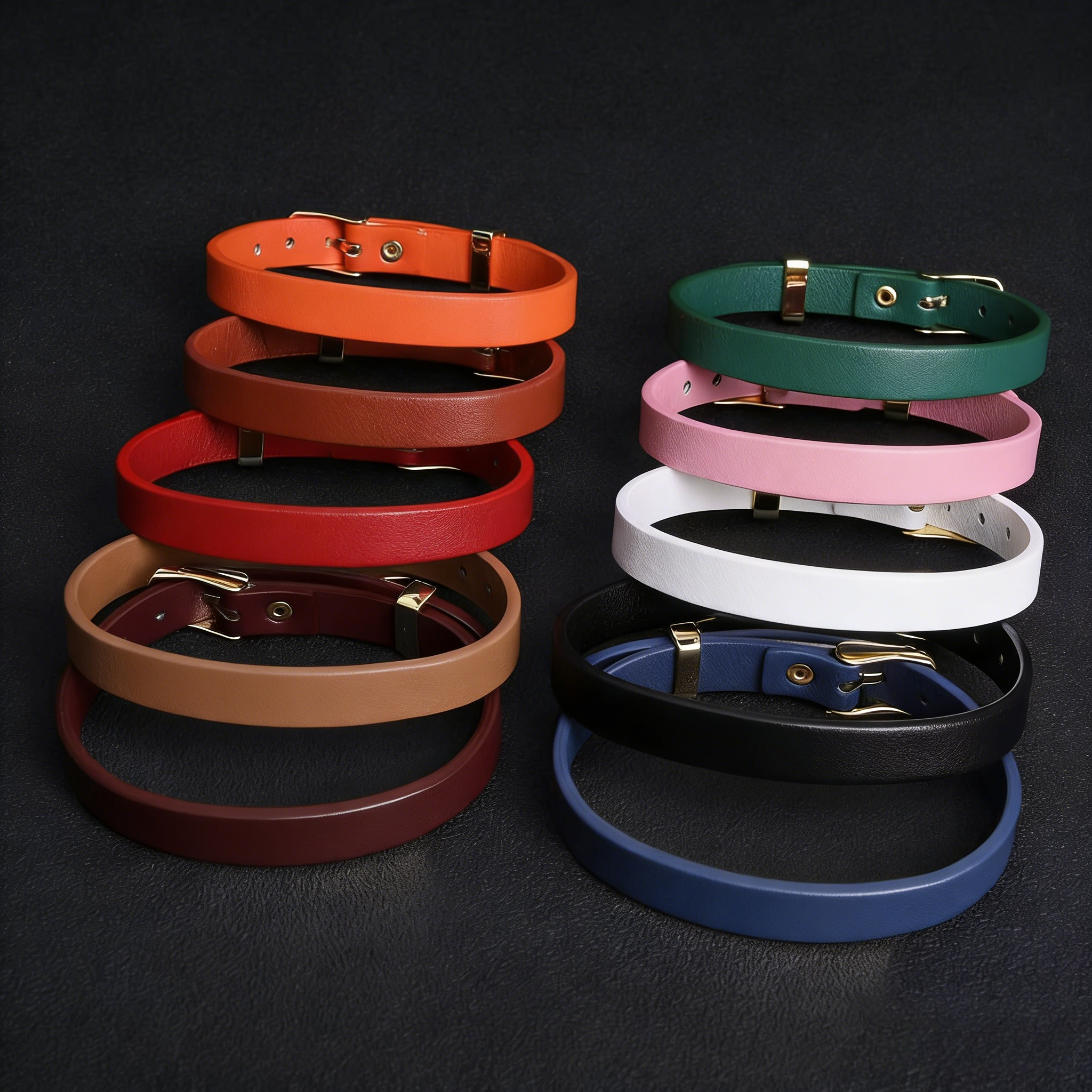 Fashion Leather Bracelet Minimalist Metal Buckle Bangle Multi-color Casual Wristband