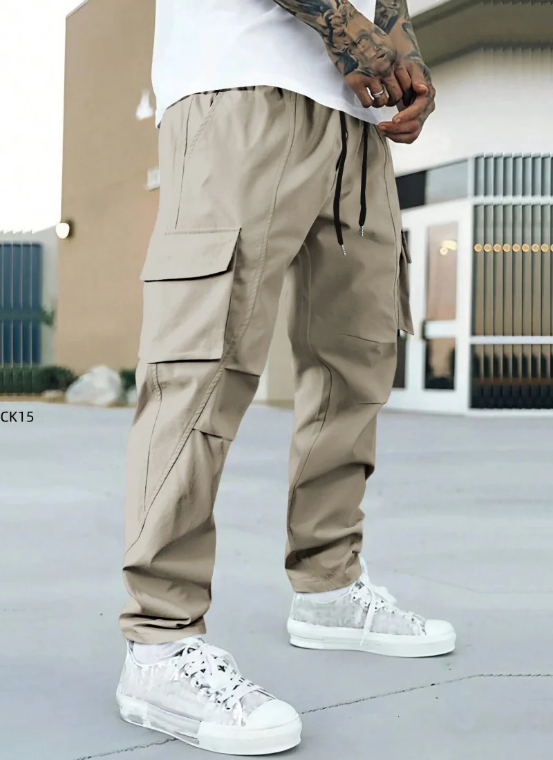 Mens Cargo Pants Multi-pocket Waterproof Wear-Resistant Casual Training Trousers Comfortable Breathable Overalls Clothing 260305