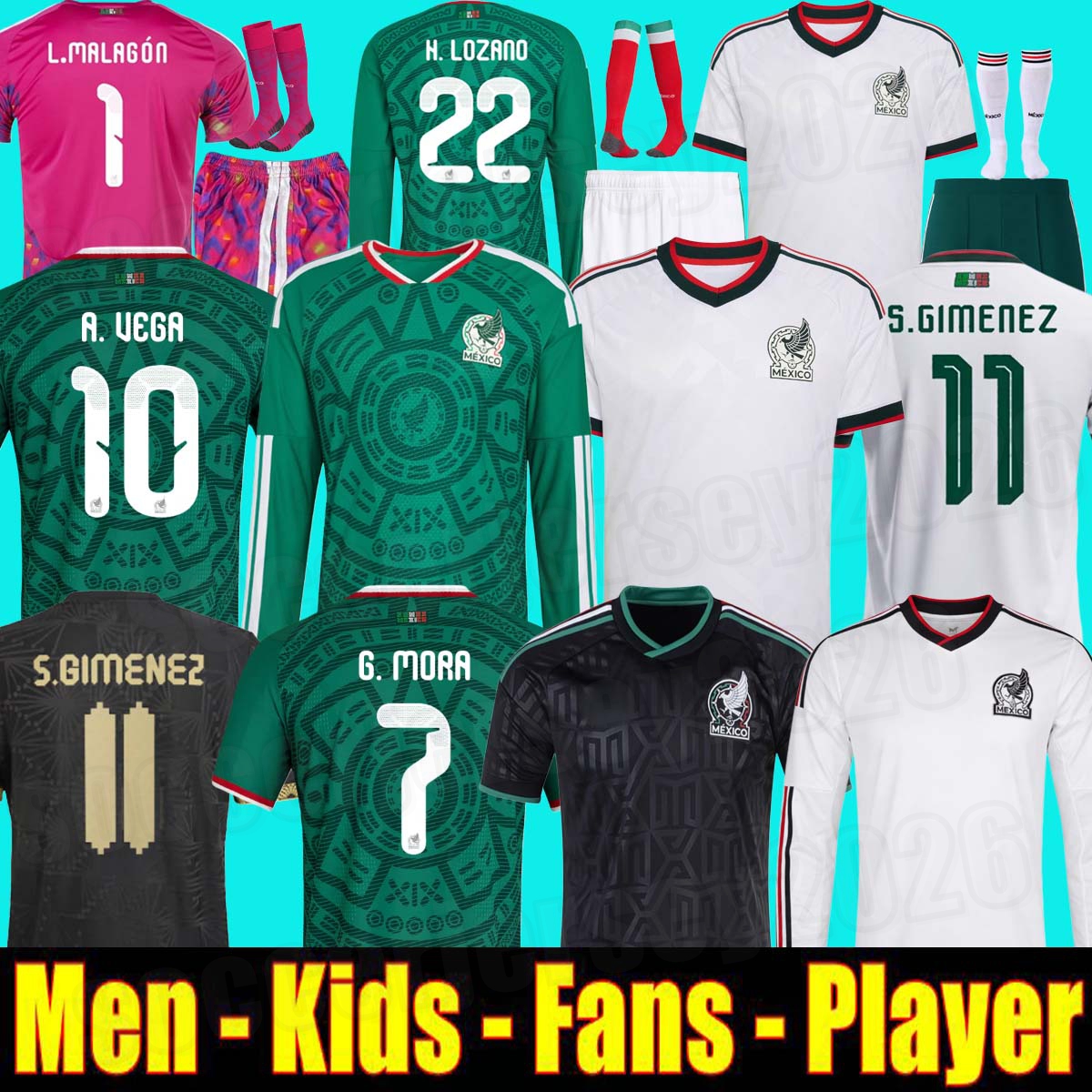 Mexico 2026 World Cup RAUL CHICHARITO Soccer Jerseys LOZANO 24 25 H.LOZANO Men Kids Football Shirts Uniforms Fans Player Version GIMENEZ 2025 long sleeves