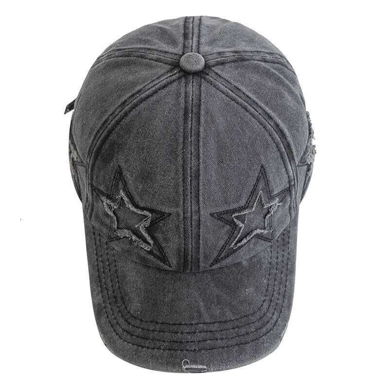 New Women's Five Pointed Star Design Washed Cotton Baseball Cap Fashion Street Dad Hat Y260304