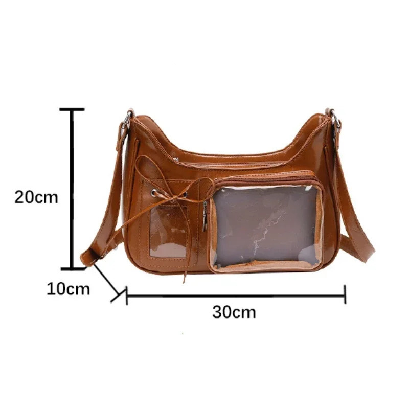 Y2k Harajuku Shoulder Bag Women Korean Transparent Ita Bag School Crossbody Bag Female Japanese Preppy Handbag Purse 260306