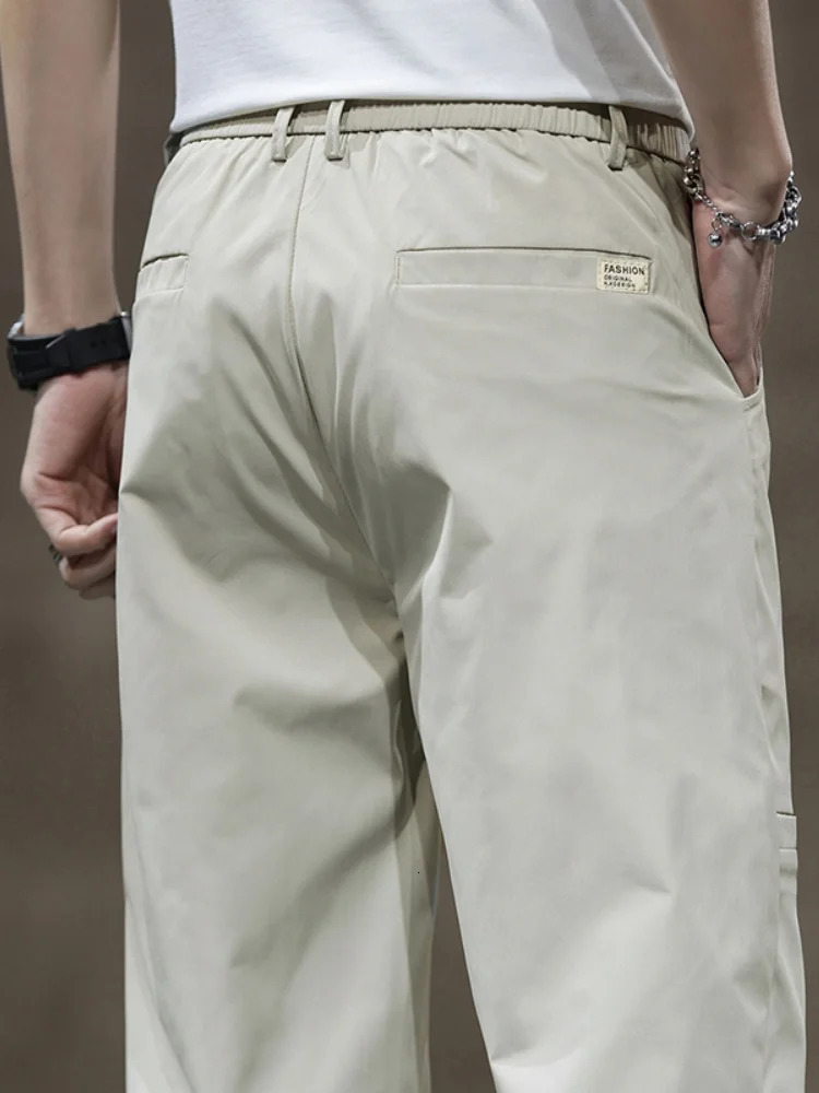 Spring Summer Thin Mens Fashion Casual Pants Loose Straight Ice Silk Quickly Dry Business Trousers Classic Male Clothing Pants 260306