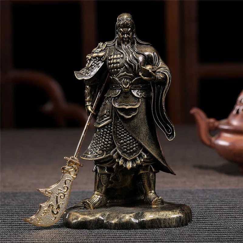 Chinese Guan Gong Bronze Resin Statue Feng Shui Figurine for Home Decor & WealthT260307