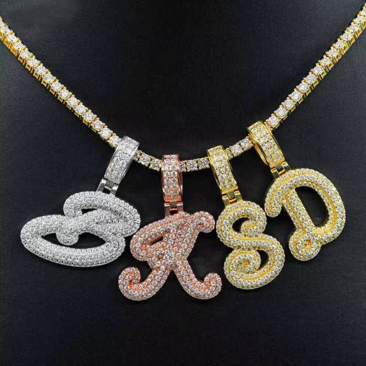 Ready Stocks Moissanite Letter Pendant Collection Initials Hip Hop Iced Out Pendant for Women for Men Birthday Gift Idea