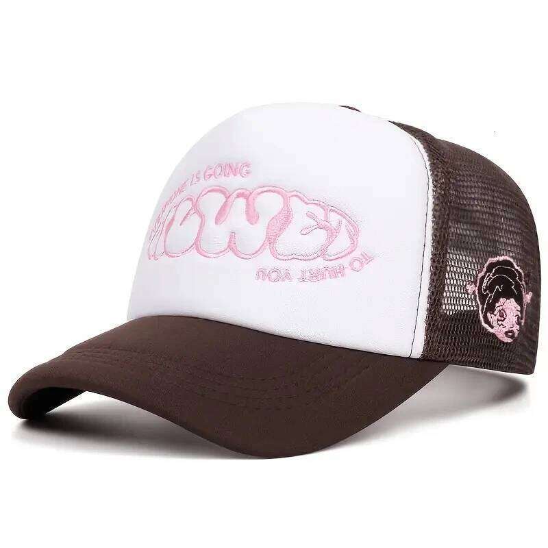 fashionable little girl Embroidery outdoors baseball Summer breathability Hip hop mesh cap trucker hat Y260304