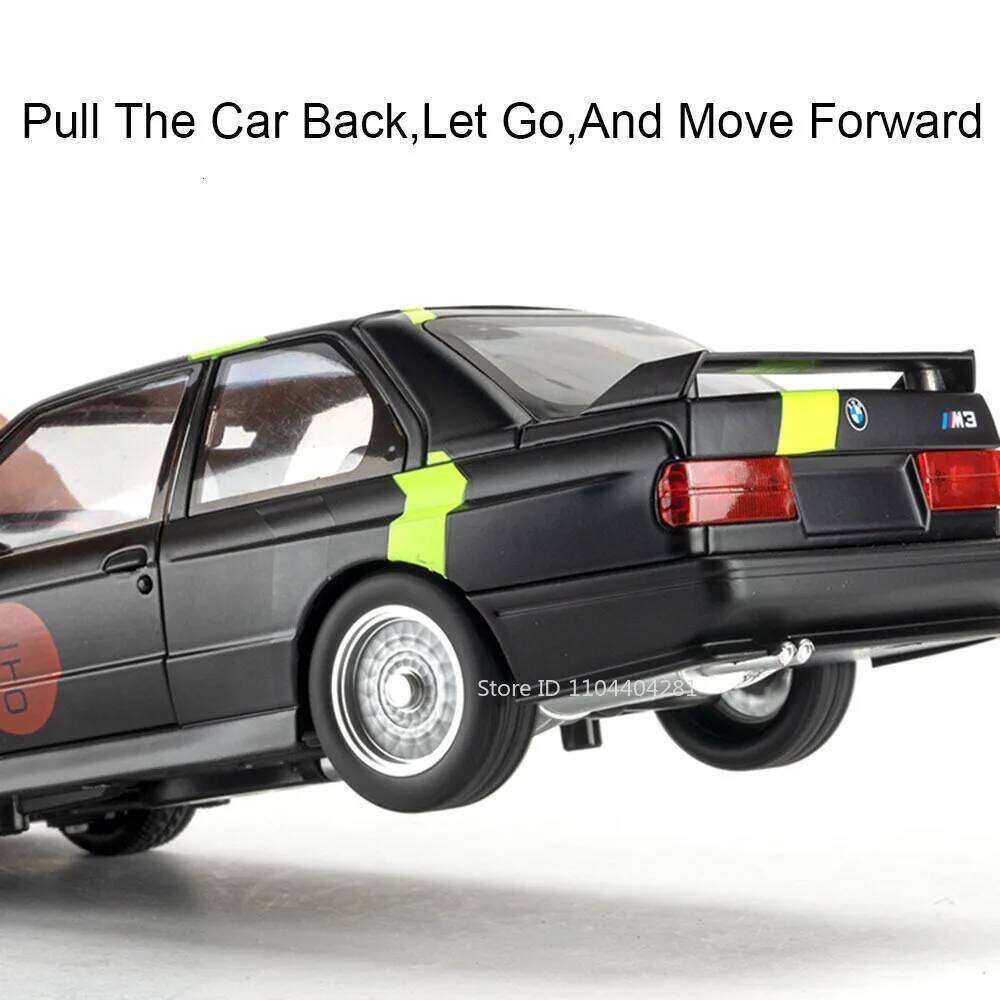 1:24 M3 M4 Model Toys Diecast Alloy Car 4 Doors Opened Sound Light Pull Back Front Wheel Steering Vehice for Boy's Birthday Gift Z260307
