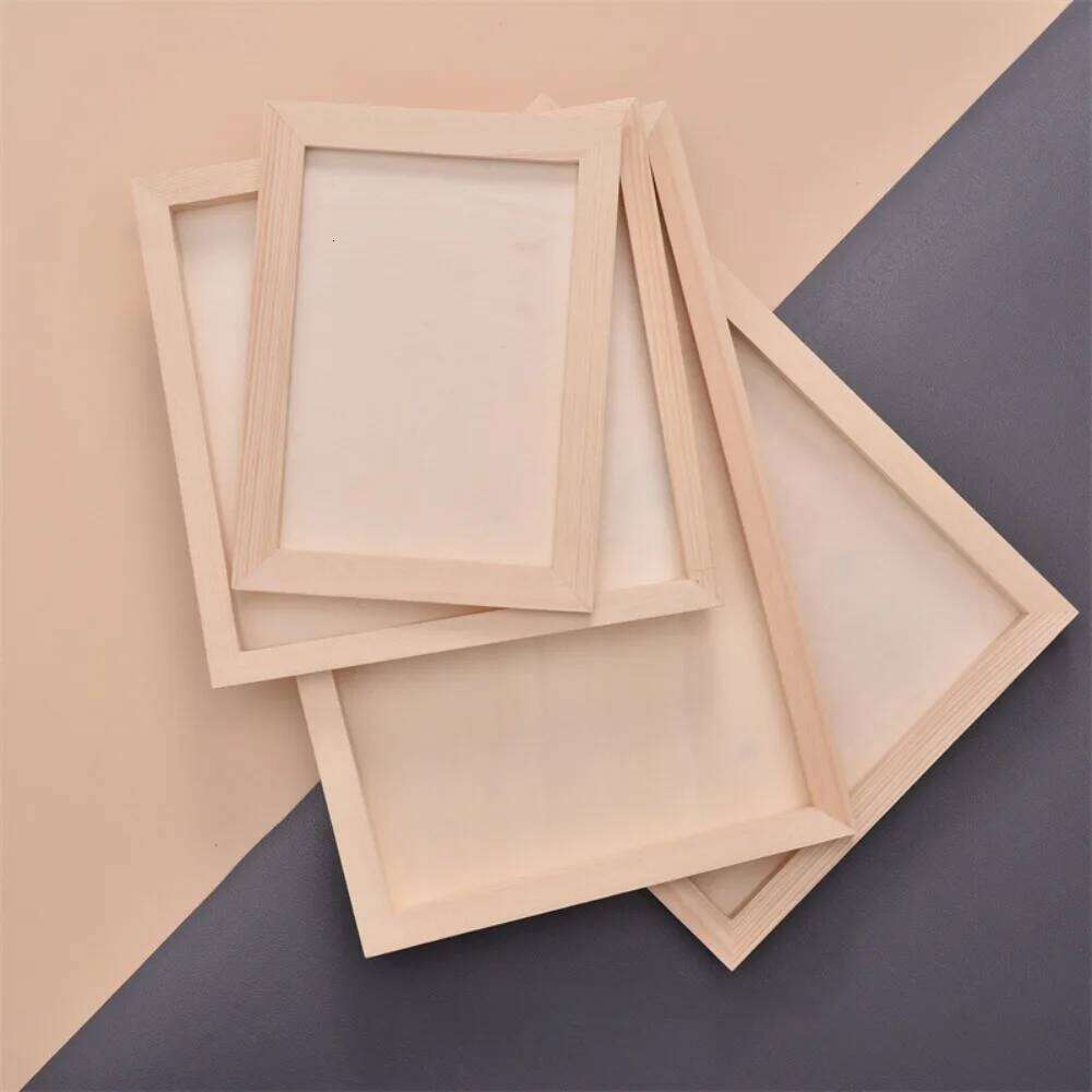 Blank Clay Frame Multi Size Creartive Wooden Photo Holder DIY Party Decor Desktop Ornament Children Painting Drawing H260306