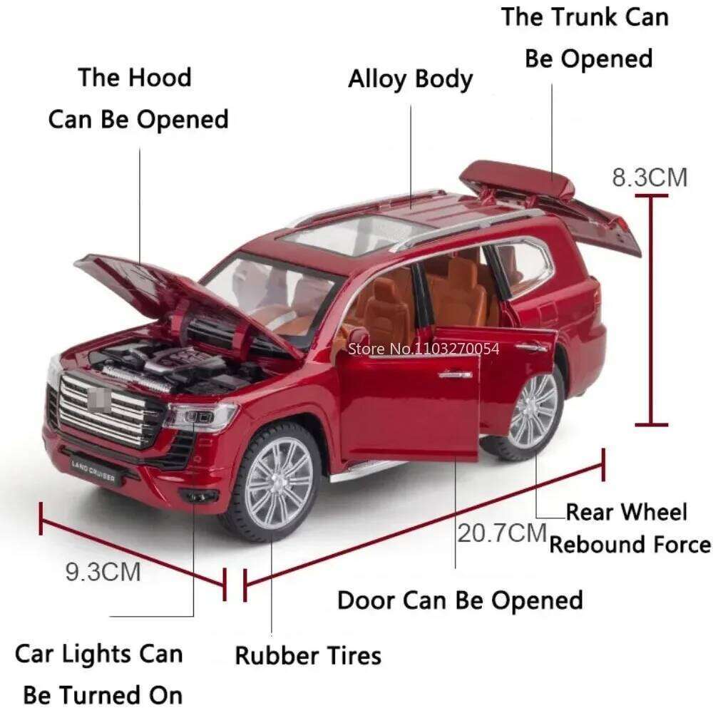1:24 Land Cruiser LC300 Alloy Diecast Model Toys Car Sound Light Pull Back Doors Opened Miniature Vehice for Kids Festival Gifts Z260307