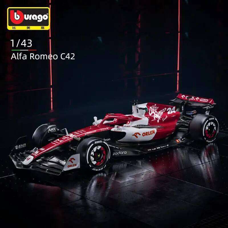 Bburago 1:43 2022 Alfa Romeo F1 Formula Racing Team C42 #24 Guanyu Zhou #77 Valtteri Bottas Alloy Car Model Collection Kids Toys Z260306