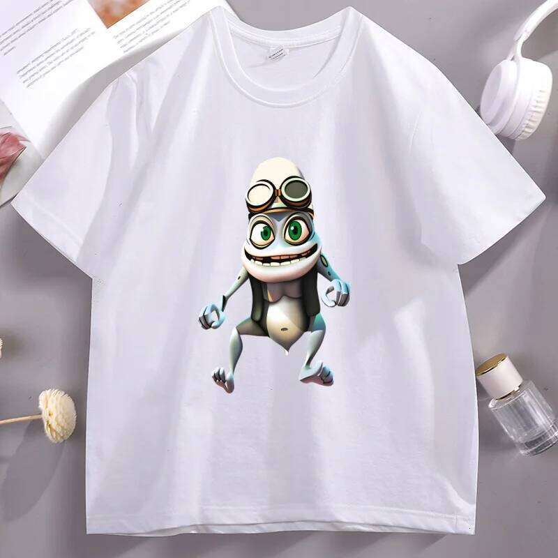 Draw Crazy Frog Graphic T Shirts Funny Men Women Cotton T-shirt Casual Short Sleeve Loose Round Neck Tees Breathable Clothes Q260306