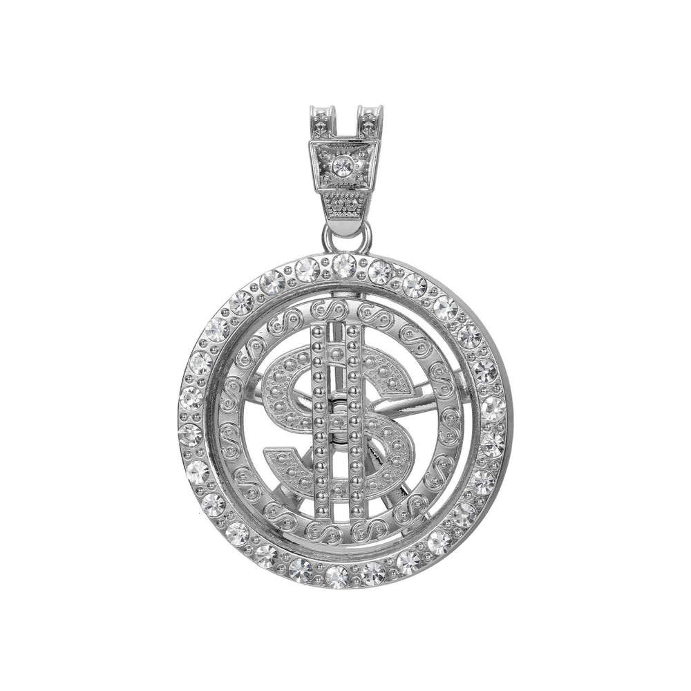 High-quality bearings ensure smooth rotation. Classic rotating dollar pendant necklace, a hot-selling cross-border hip-hop accessory