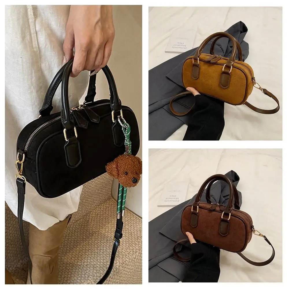 Fashion PU Leather PU Bowling Bag Handbag Solid Color Small Square Bag Large Capacity Korean Style Shoulder Bag Shopping 260306