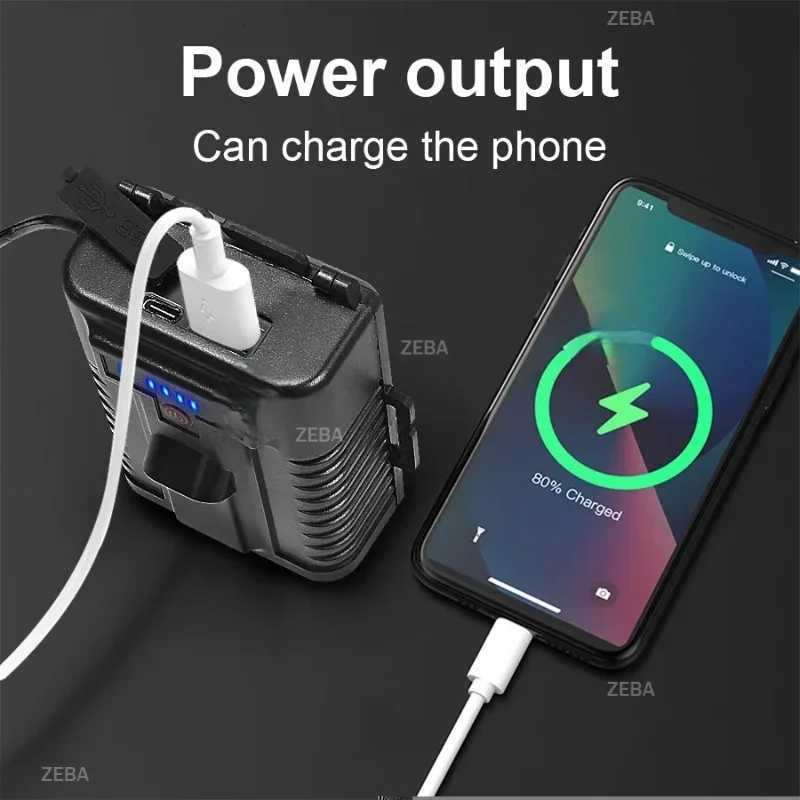 2026 Super Bright LED Headlamp Powerful 318650 Battery Rechargeable Projector Head Light Fishing Camping Zoom Head Lanterns H260307