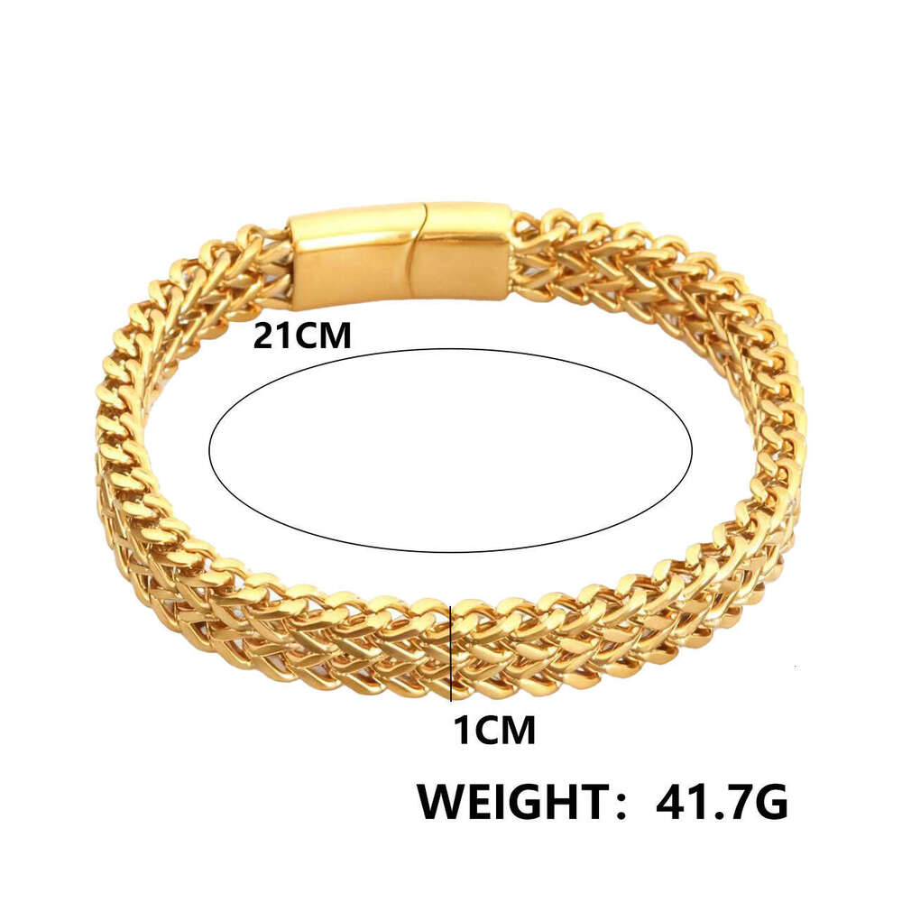 PVD Plated 18K Gold Men's Hip Hop Cuban Chain Mesh Cross-Border Foreign Trade European and American Style Fashion Bracelet Wholesale