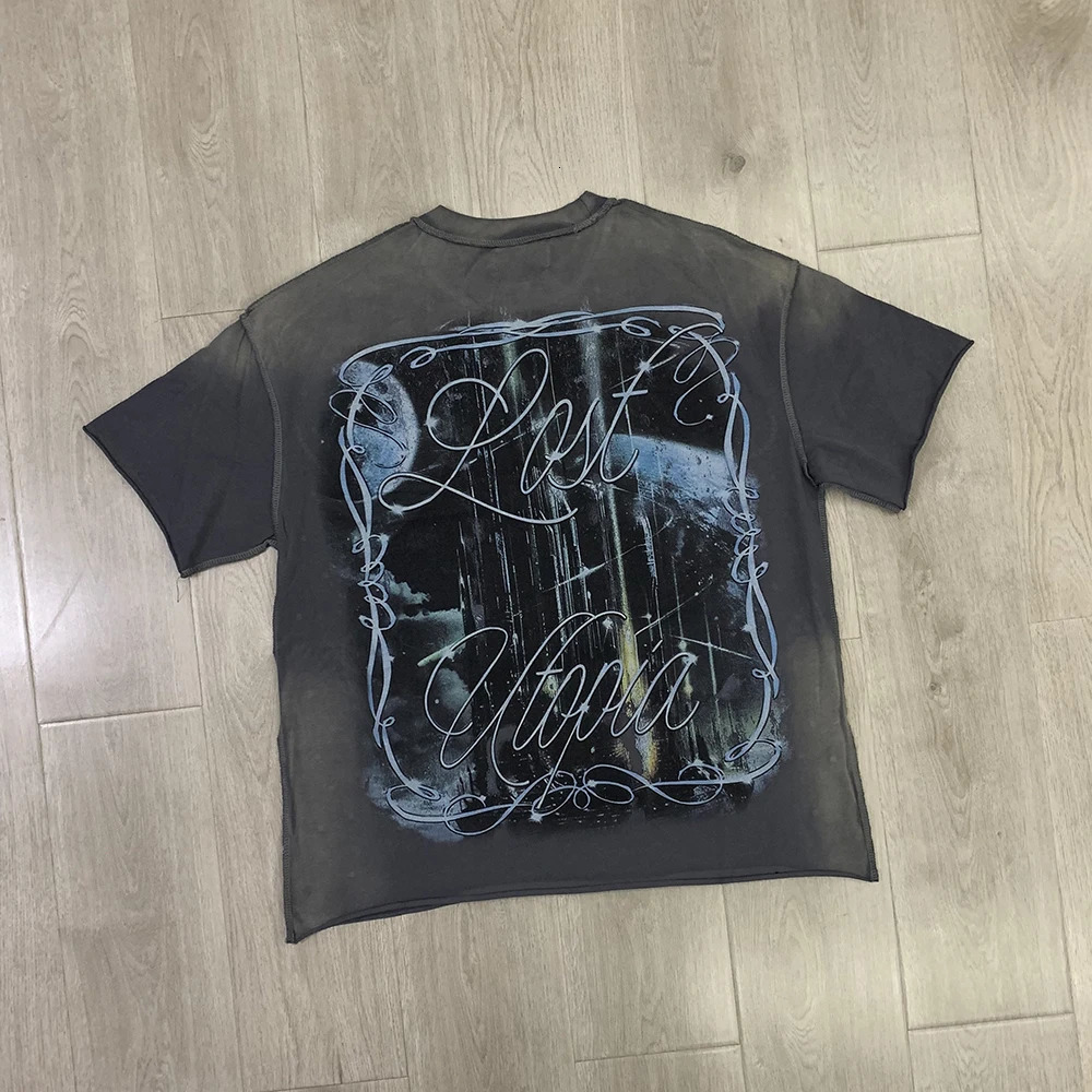 Streetwear Vintage Washed Diamond Cropped Tee for Men Crew Neck Short Sleeve Loose Cotton Rhineston Tshirts Oversized 260304