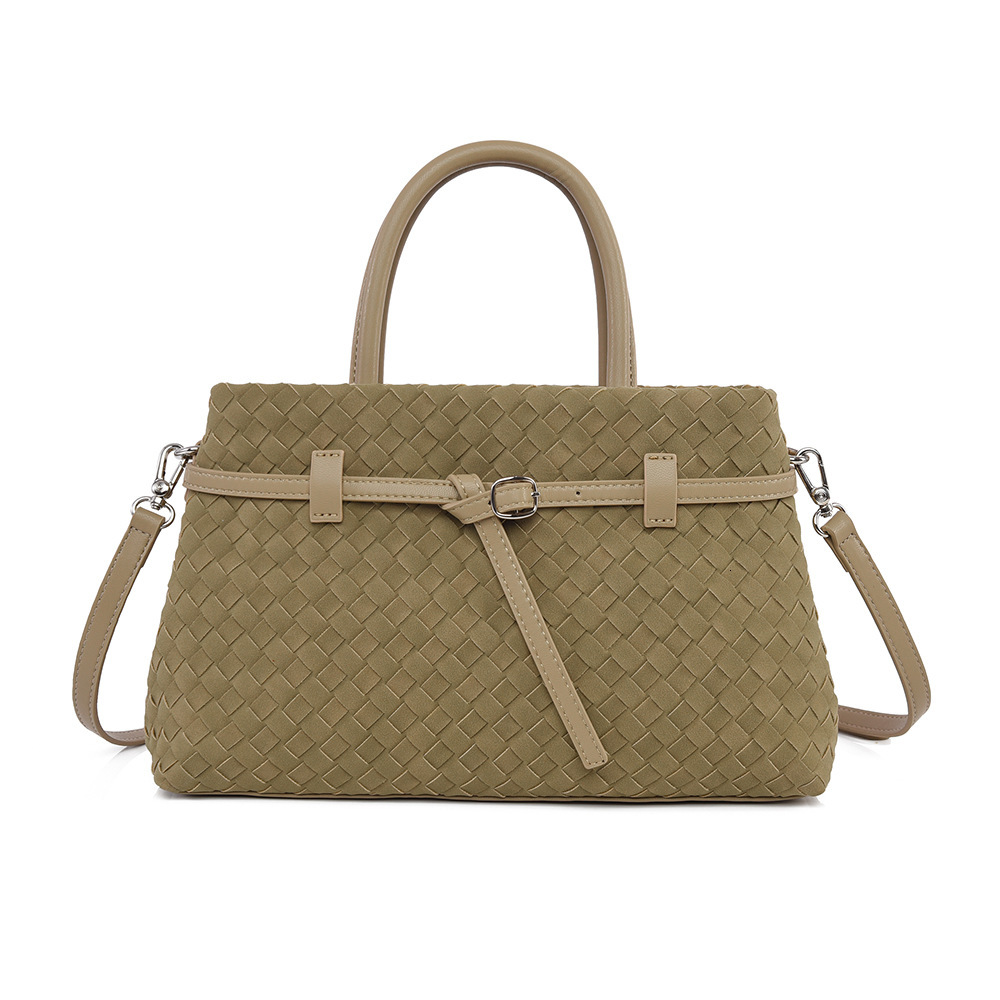 Cross Border Handbag Autumn And Winter Fashion High-end Woven Bag Large Capacity Soft Leather Commuting Bag Designer Bag Retro Single Shoulder Women&#