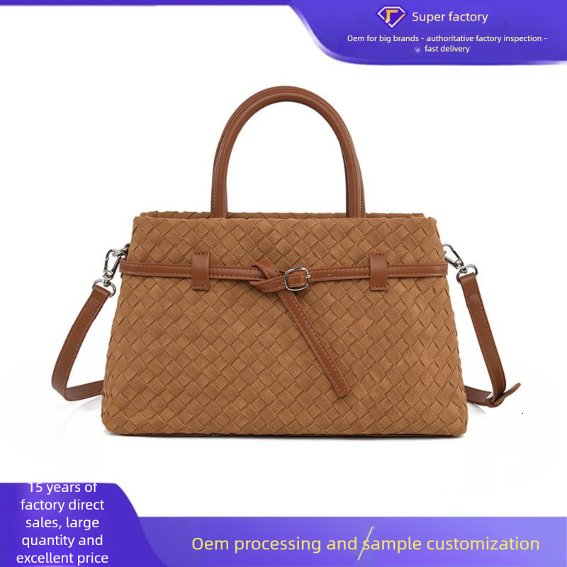 Cross Border Handbag Autumn And Winter Fashion High-end Woven Bag Large Capacity Soft Leather Commuting Bag Designer Bag Retro Single Shoulder Women&#