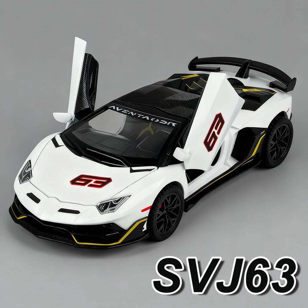 1:32 Lambor SVJ63 Valkyrie Car Toys Alloy Diecast Model Doors Opened Light Music Rear Wheel Pull Back Kids Collectible Ornaments Z260306
