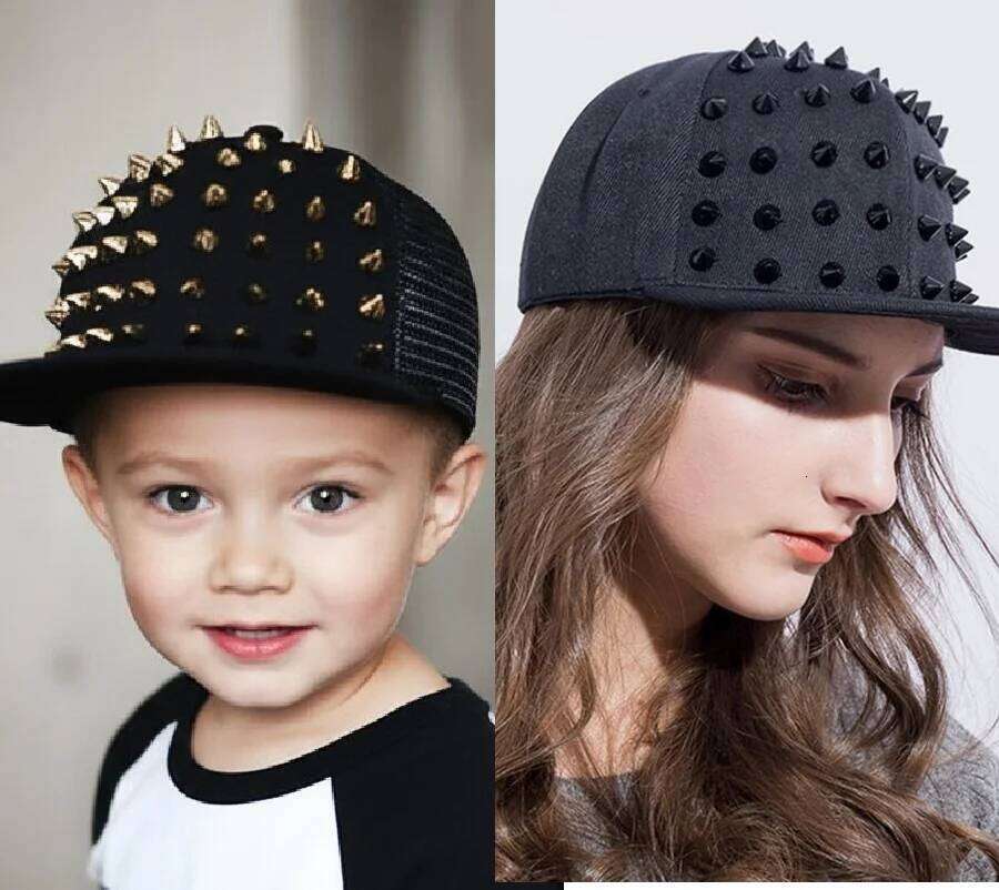 BASEBALL CAPS FOR BOTH Men Women Boys Girls Punk Studded Baseball Hip-Hop Hat Adjustable Snapback Spike Rivet Stud Cap Y260304
