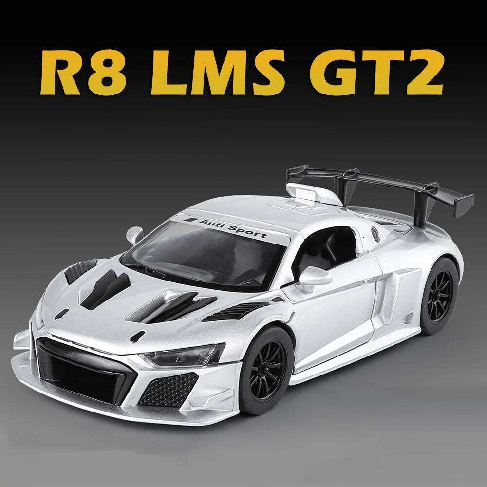1:24 R8 LMS GT2 A6L Alloy Car Diecast Model Toys Sound Light Pull Back Miniature Vehices Doors Opened Cars Childen Collect Gifts Z260307