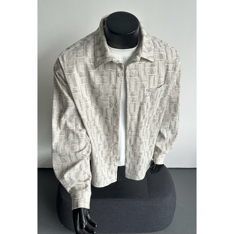 Luxury Brand Designer Clothes American Plaid Tie-Dye Corduroy Long Sleeve Shirt Men's High-End Trendy Loose Jacket Spring Casual Shirt