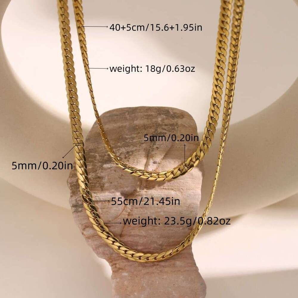 Titanium steel French vintage Cuban chain hip-hop necklace, versatile European and American style, high-quality vacuum-plated 18k real gold jewelry