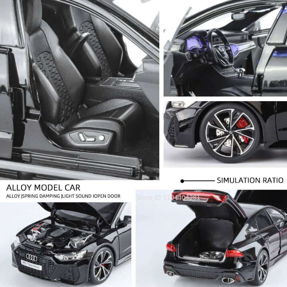 1:18 RS7 Range Rover Alloy Car Model Diecast Toy Sound Light 6 Doors Opened Shock Absorption Miniature Vehice Kid Christmas Gift Z260306