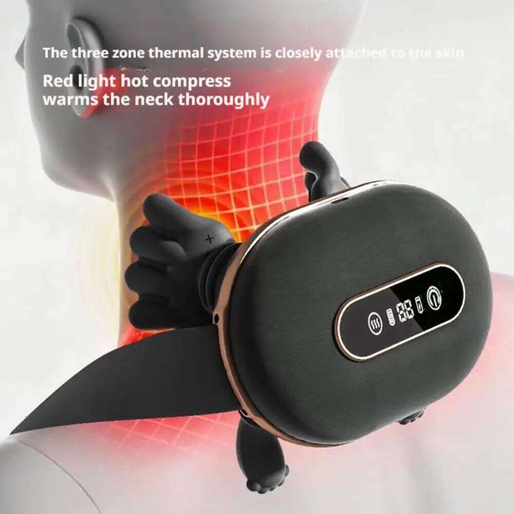 4D Kneading Neck Massager with Real Hand Feel Heated Compression 3 Levels Intensity Cordless for Home and Office Use 26Y0307