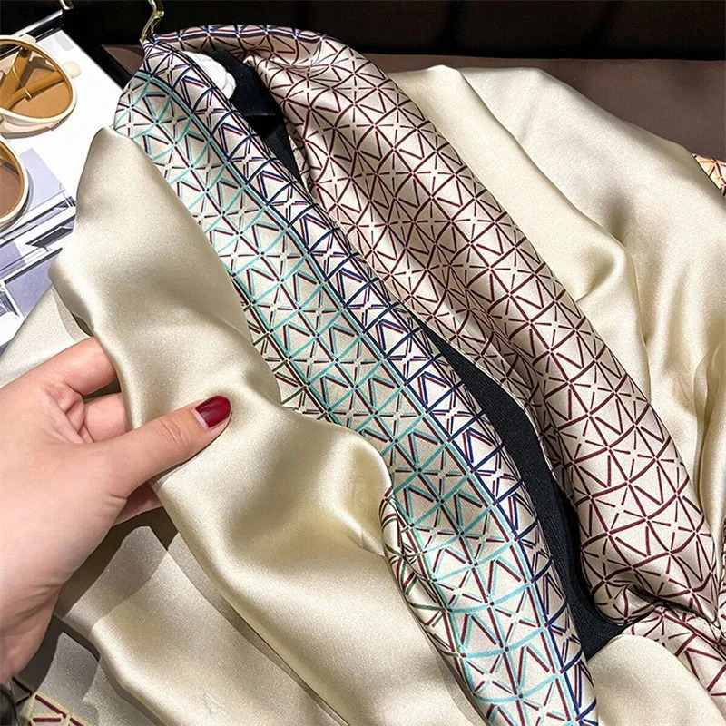 2024 Silk Scarves Women Hijab Scarf Floral Foulard Femme Shawls Wraps Silk Bandana Head Scarf Hijab Beach Poncho 260302