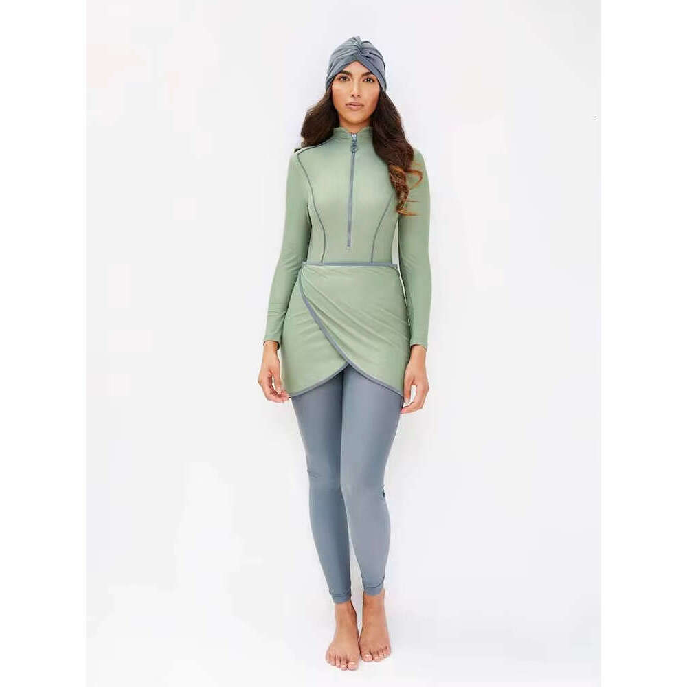 3PCS/Set Plain Muslim Modest Swimwear Women Muslim Swimsuit Burkini Long Sleeve Islamic Big Full Cover Hijab Beach Clothing