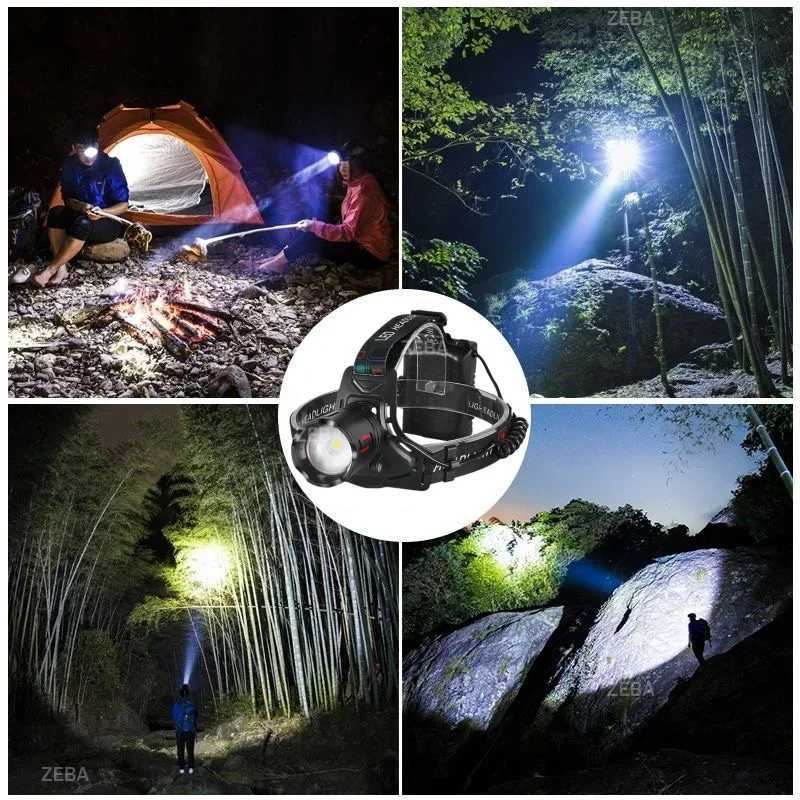 2026 Super Bright LED Headlamp Powerful 318650 Battery Rechargeable Projector Head Light Fishing Camping Zoom Head Lanterns H260307