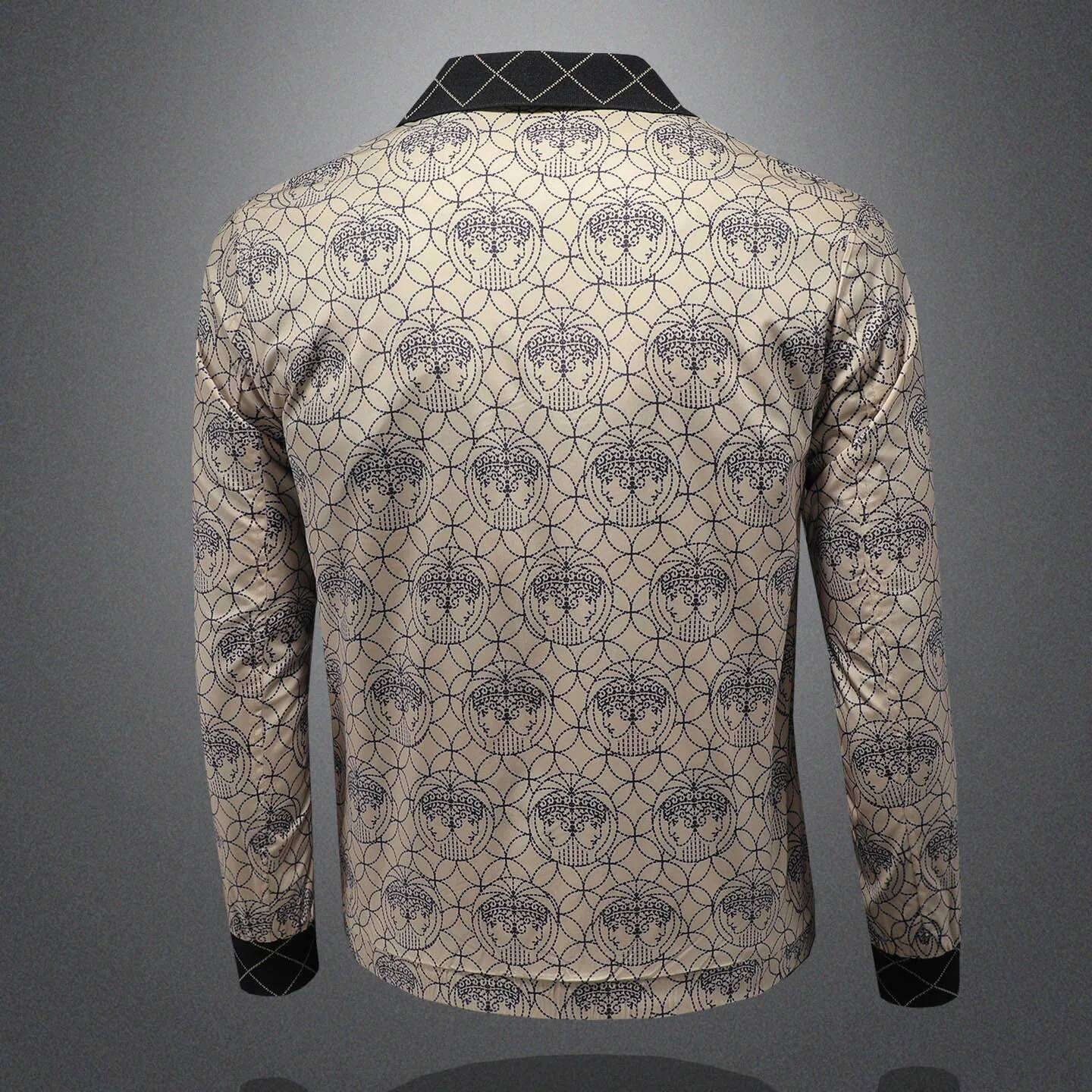 High Quality Printed for Men Autumn Winter Luxury Casual Business Lapel Jacket Social Streetwear Windbreaker Coat 5XL